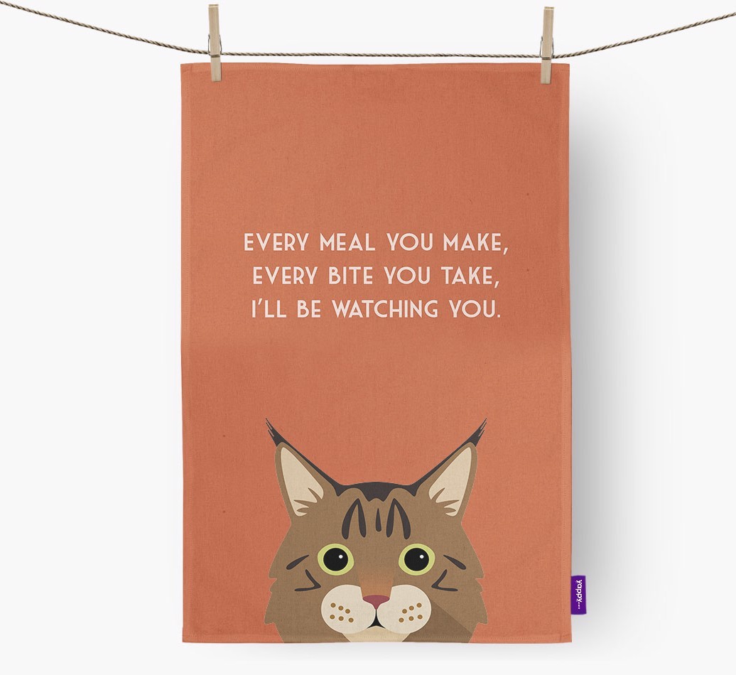 'I'll Be Watching You' - Personalised {breedFullName} Tea Towel