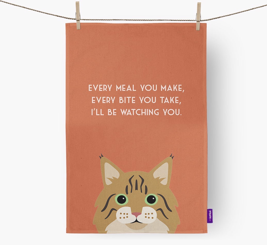 'I'll Be Watching You' - Personalised {breedFullName} Tea Towel