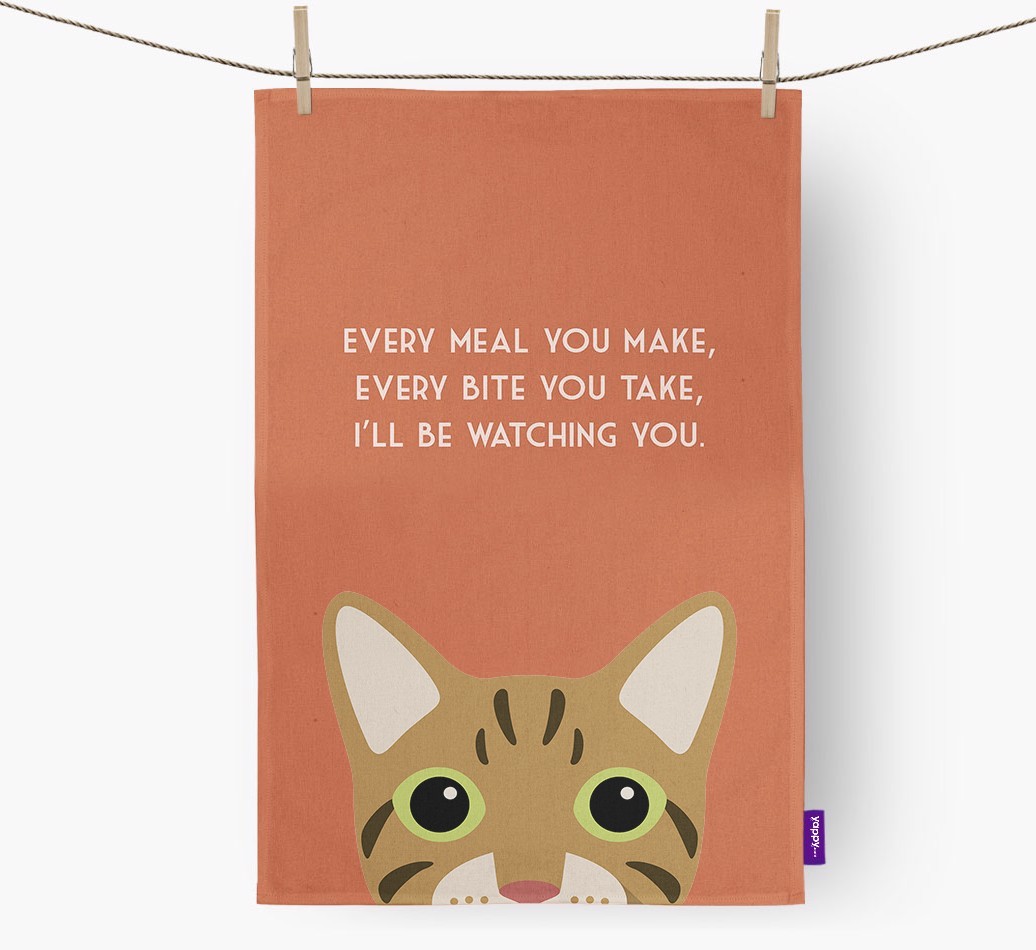 'I'll Be Watching You' - Personalised {breedFullName} Tea Towel