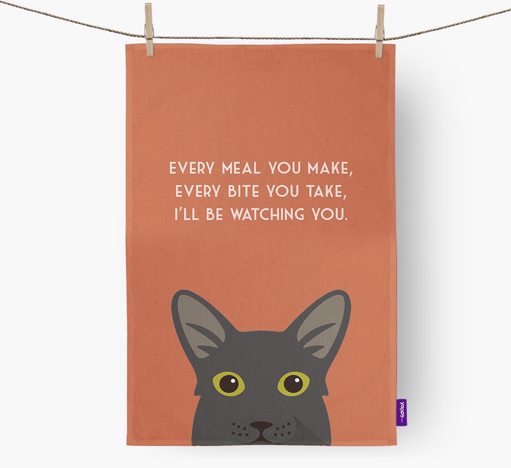 'I'll Be Watching You' - Personalised {breedFullName} Tea Towel