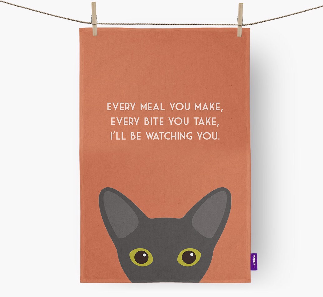 'I'll Be Watching You' - Personalised {breedFullName} Tea Towel