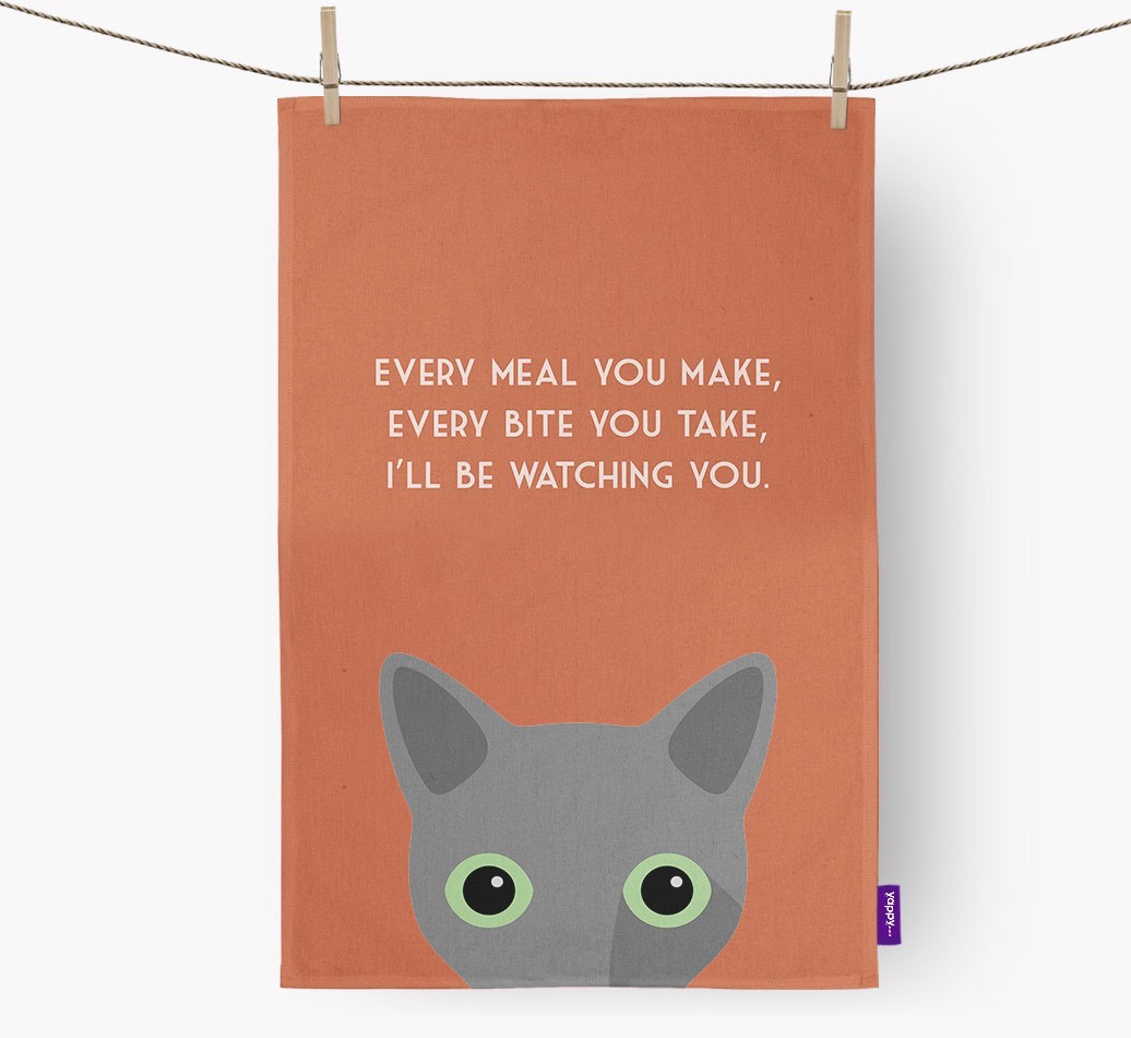 'I'll Be Watching You' - Personalised {breedFullName} Tea Towel
