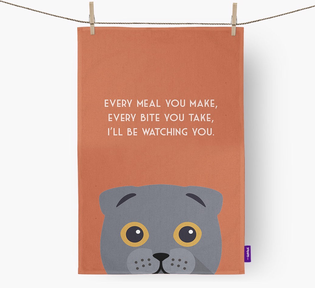 'I'll Be Watching You' - Personalised {breedFullName} Tea Towel