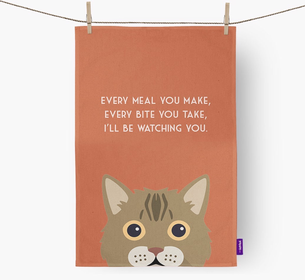 'I'll Be Watching You' - Personalised {breedFullName} Tea Towel