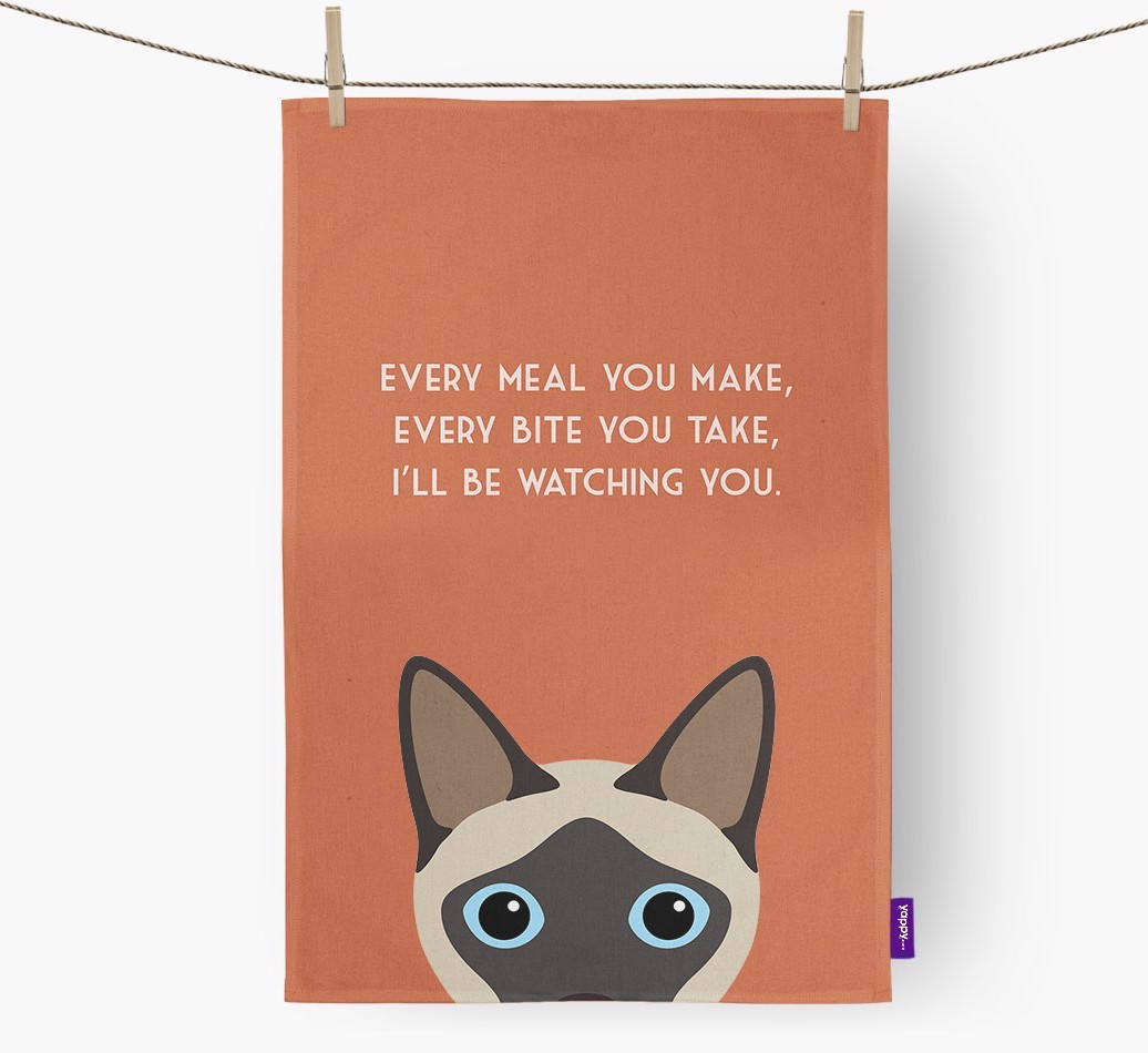 'I'll Be Watching You' - Personalised {breedFullName} Tea Towel