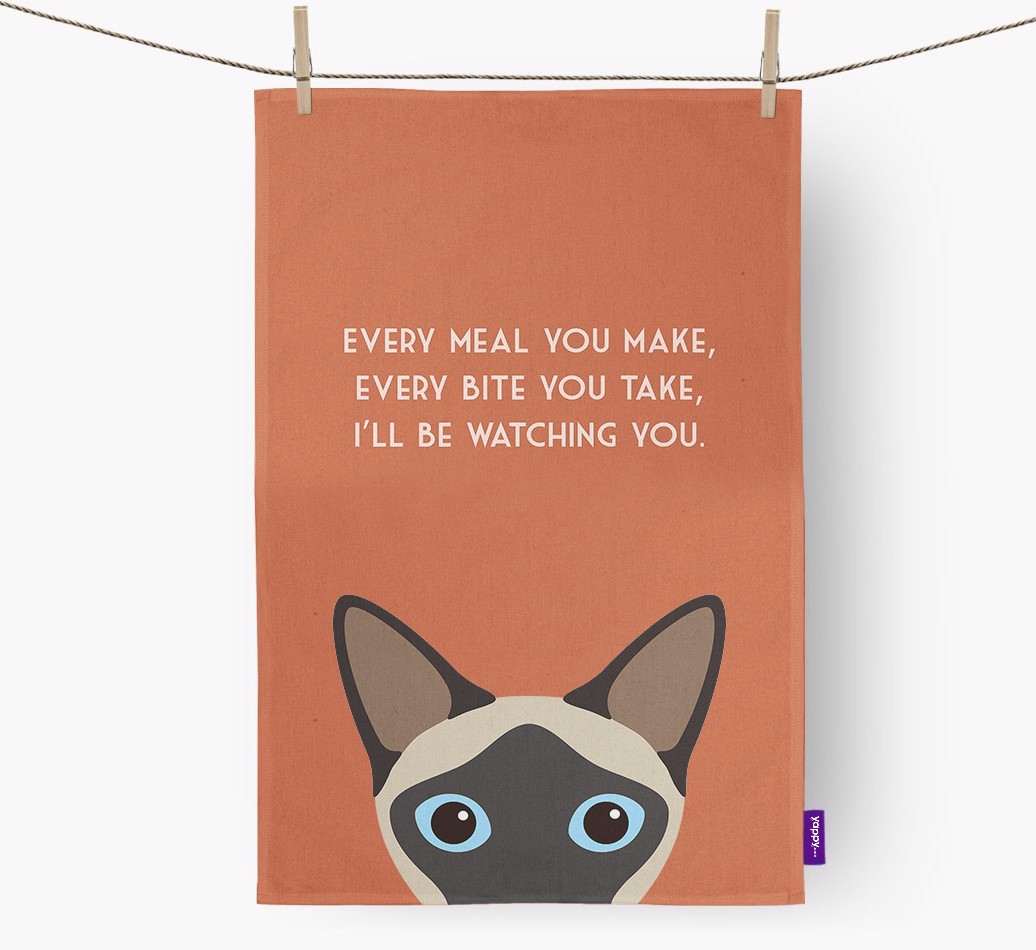 'I'll Be Watching You' - Personalised {breedFullName} Tea Towel