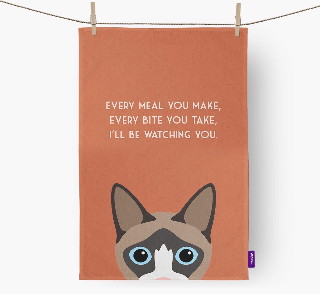 'I'll Be Watching You' - Personalised {breedFullName} Tea Towel