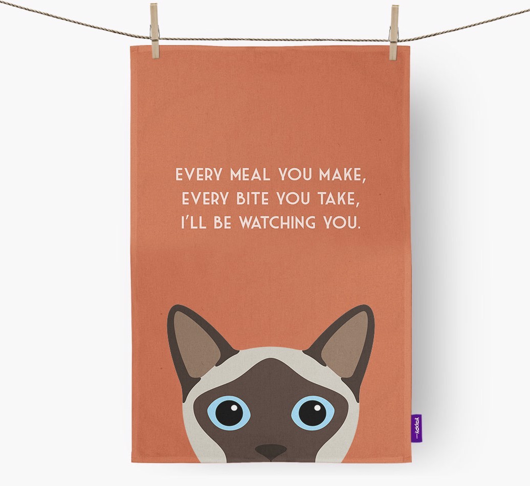 'I'll Be Watching You' - Personalised {breedFullName} Tea Towel