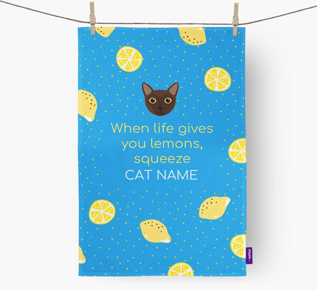'When Life Gives You Lemons' - Personalised {breedFullName} Tea Towel