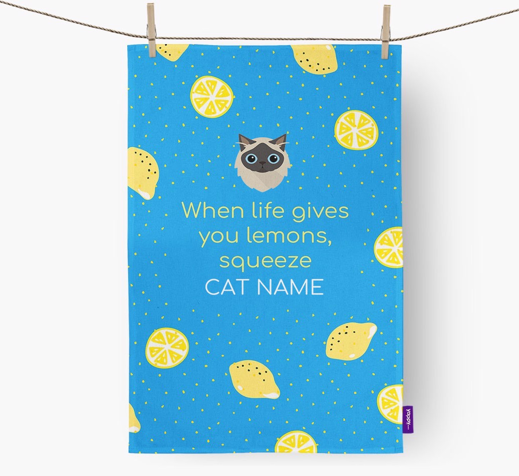 'When Life Gives You Lemons' - Personalised {breedFullName} Tea Towel