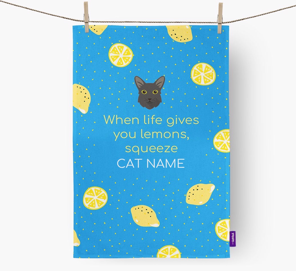 'When Life Gives You Lemons' - Personalised {breedFullName} Tea Towel