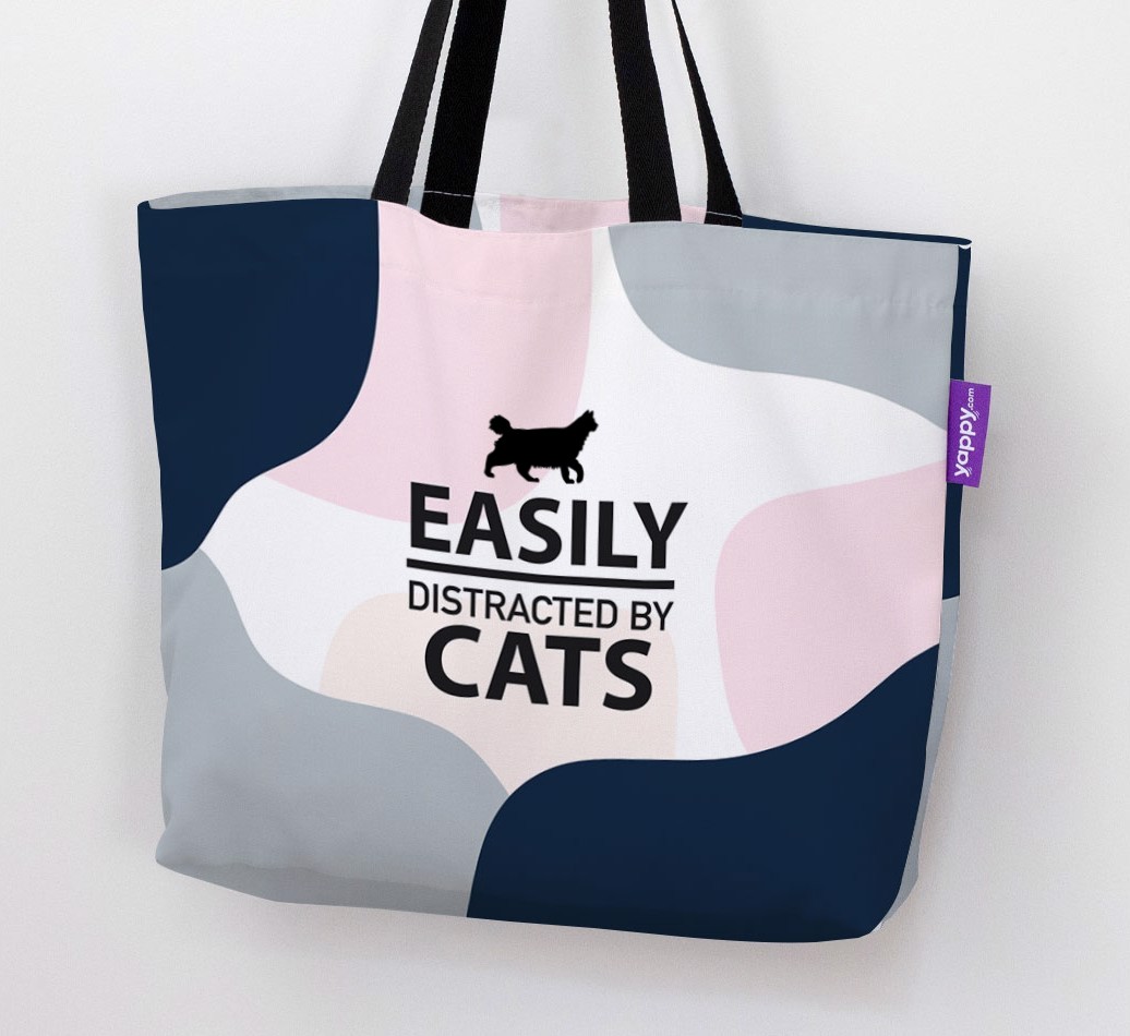 Easily Distracted by Cats: Personalised {breedFullName} Canvas Bag