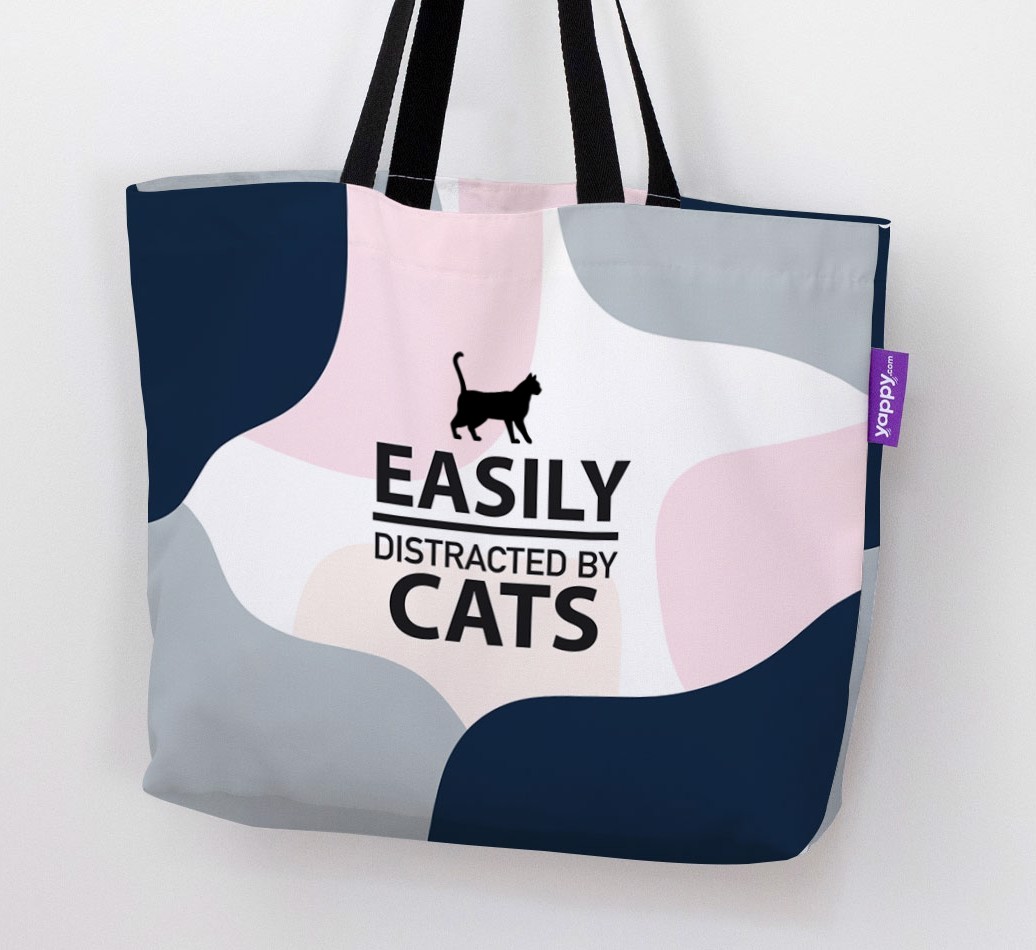 Easily Distracted by Cats: Personalised {breedFullName} Canvas Bag