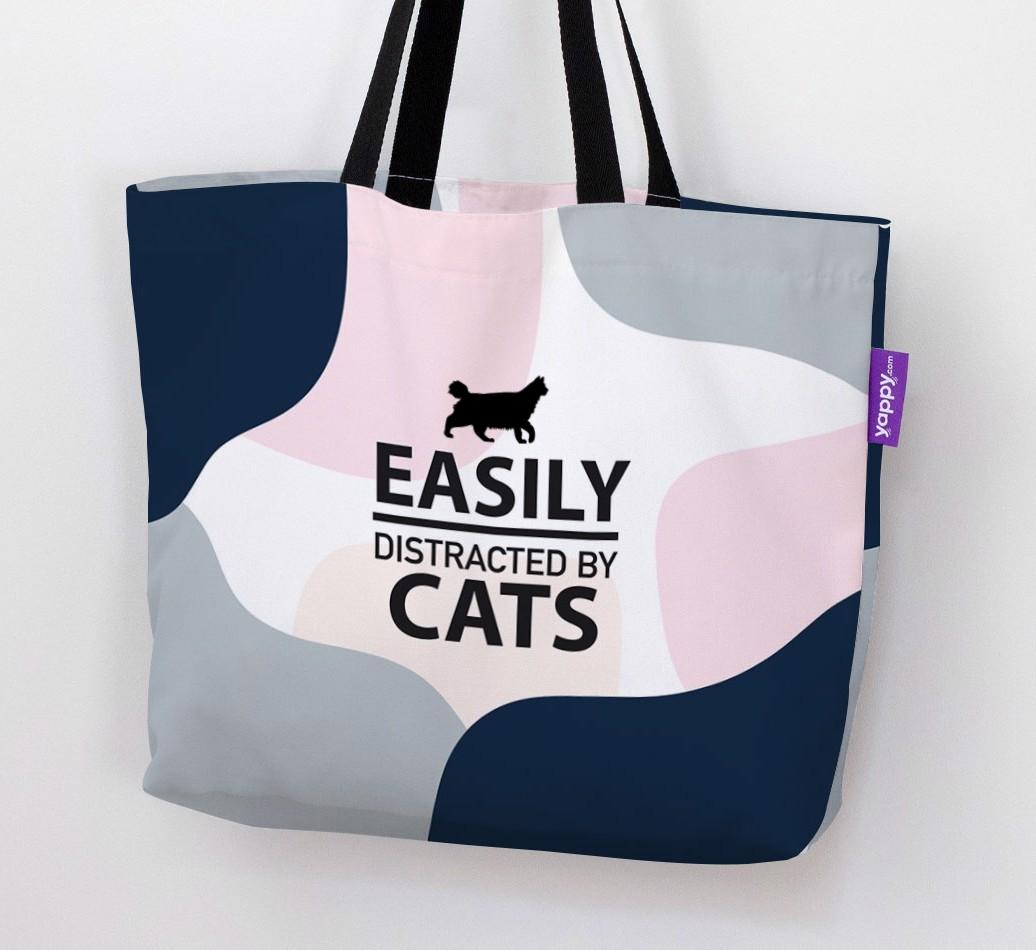 'Easily Distracted by Cats' - Personalized {breedFullName} Canvas Bag