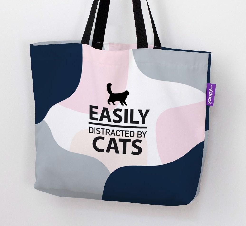 'Easily Distracted by Cats' - Personalized {breedFullName} Canvas Bag