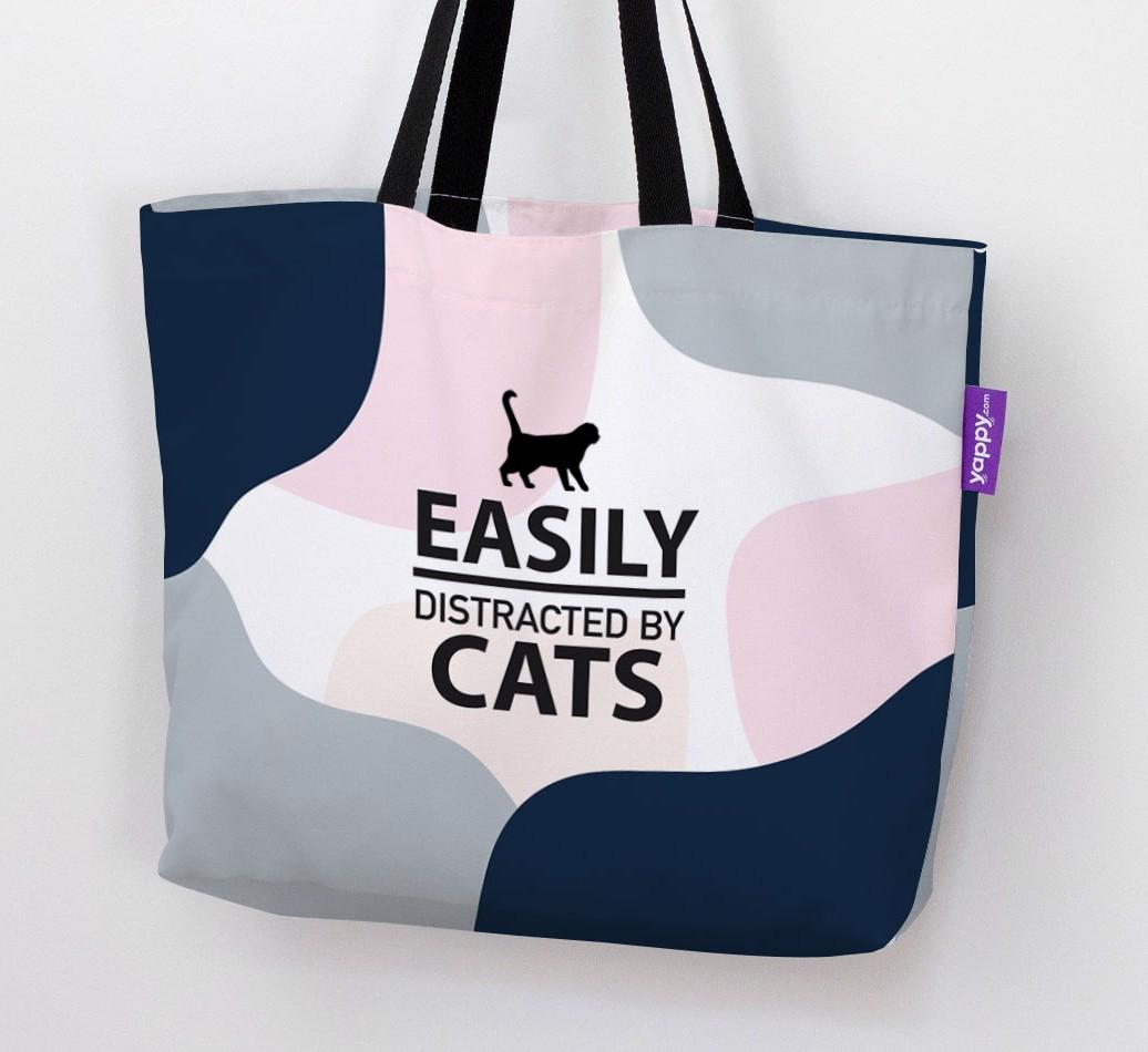 'Easily Distracted by Cats' - Personalized {breedFullName} Canvas Bag