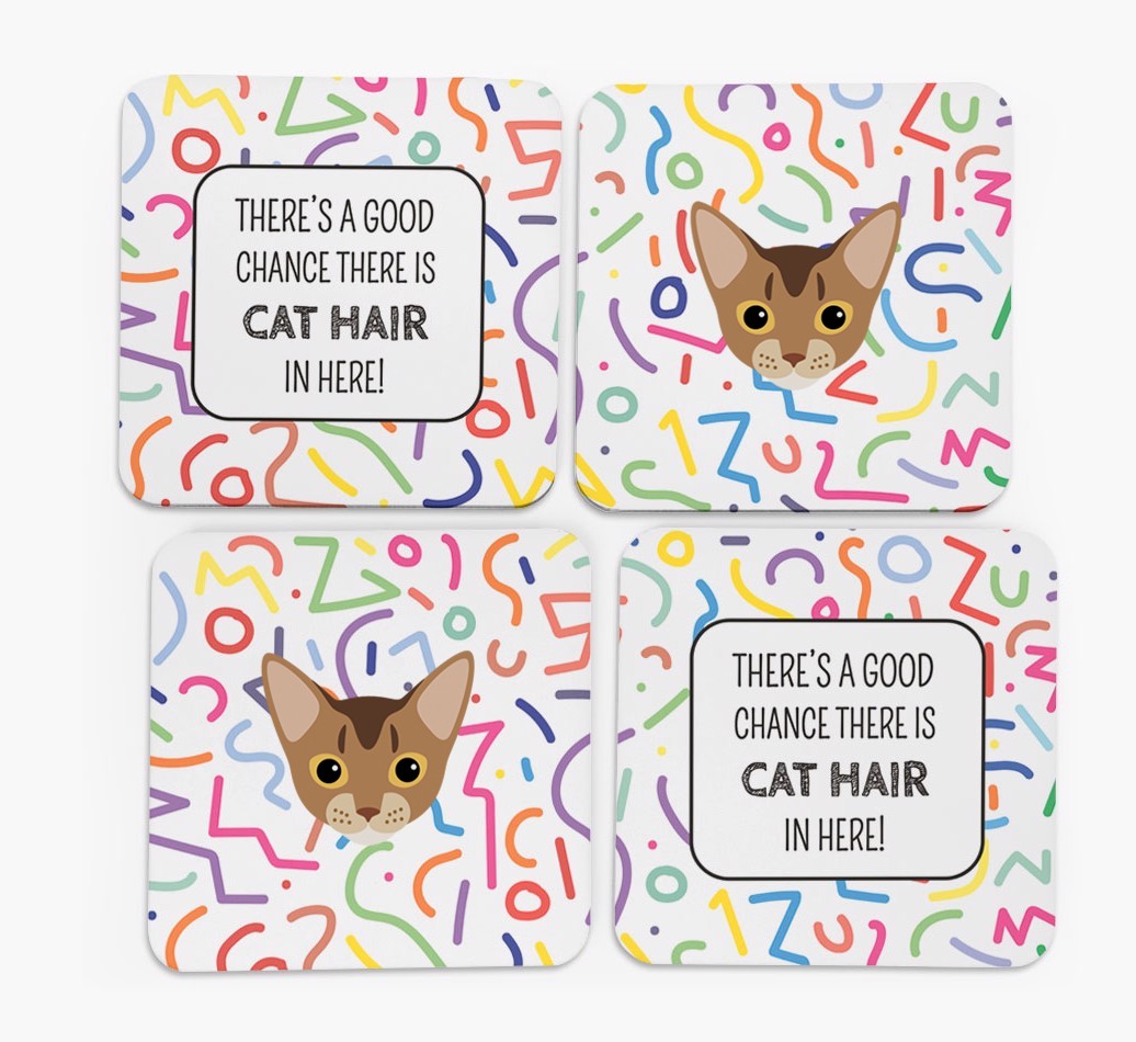 'Chance of Cat Hair' - Personalised {breedFullName} Coasters (Set of 4)