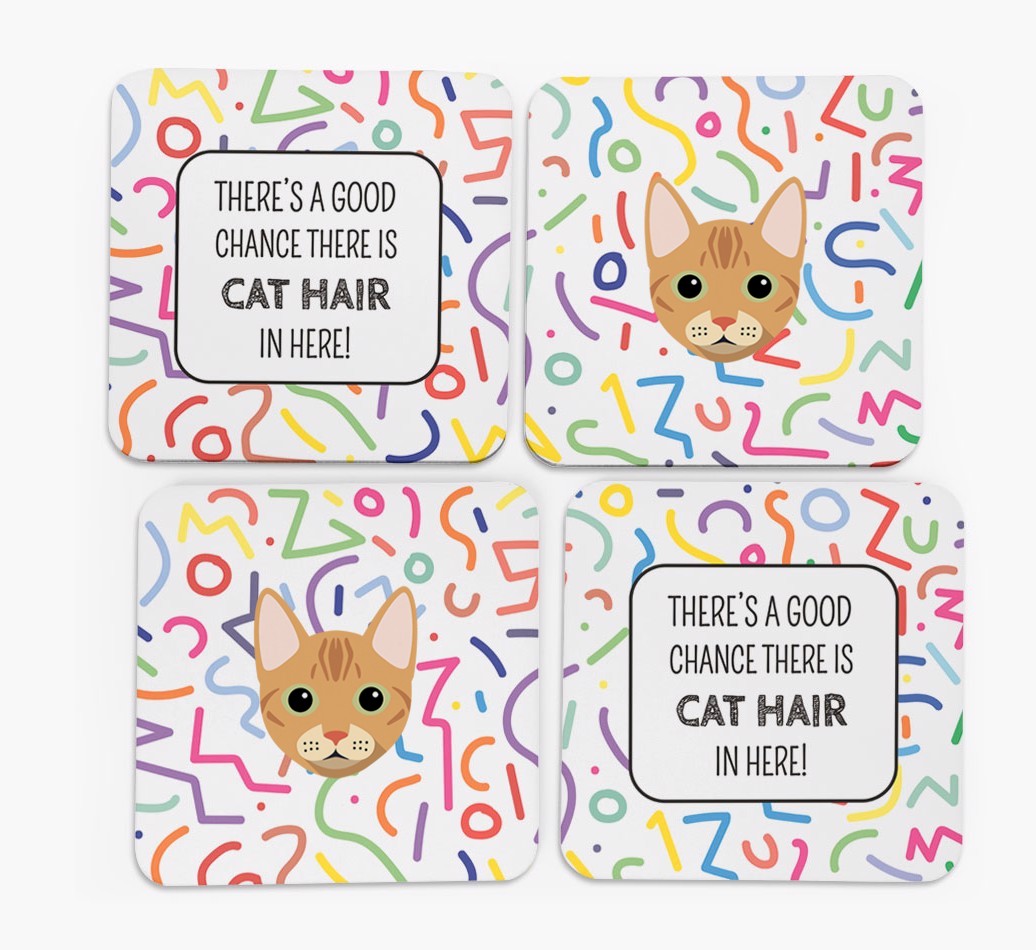 'Chance of Cat Hair' - Personalised {breedFullName} Coasters (Set of 4)