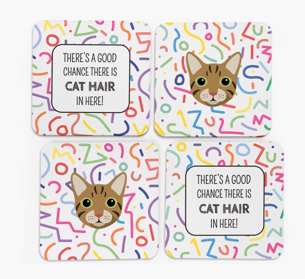 'Chance of Cat Hair' - Personalised {breedFullName} Coasters (Set of 4)