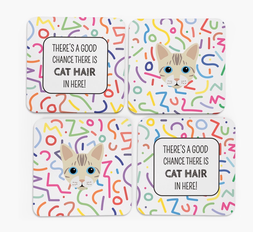 'Chance of Cat Hair' - Personalised {breedFullName} Coasters (Set of 4)