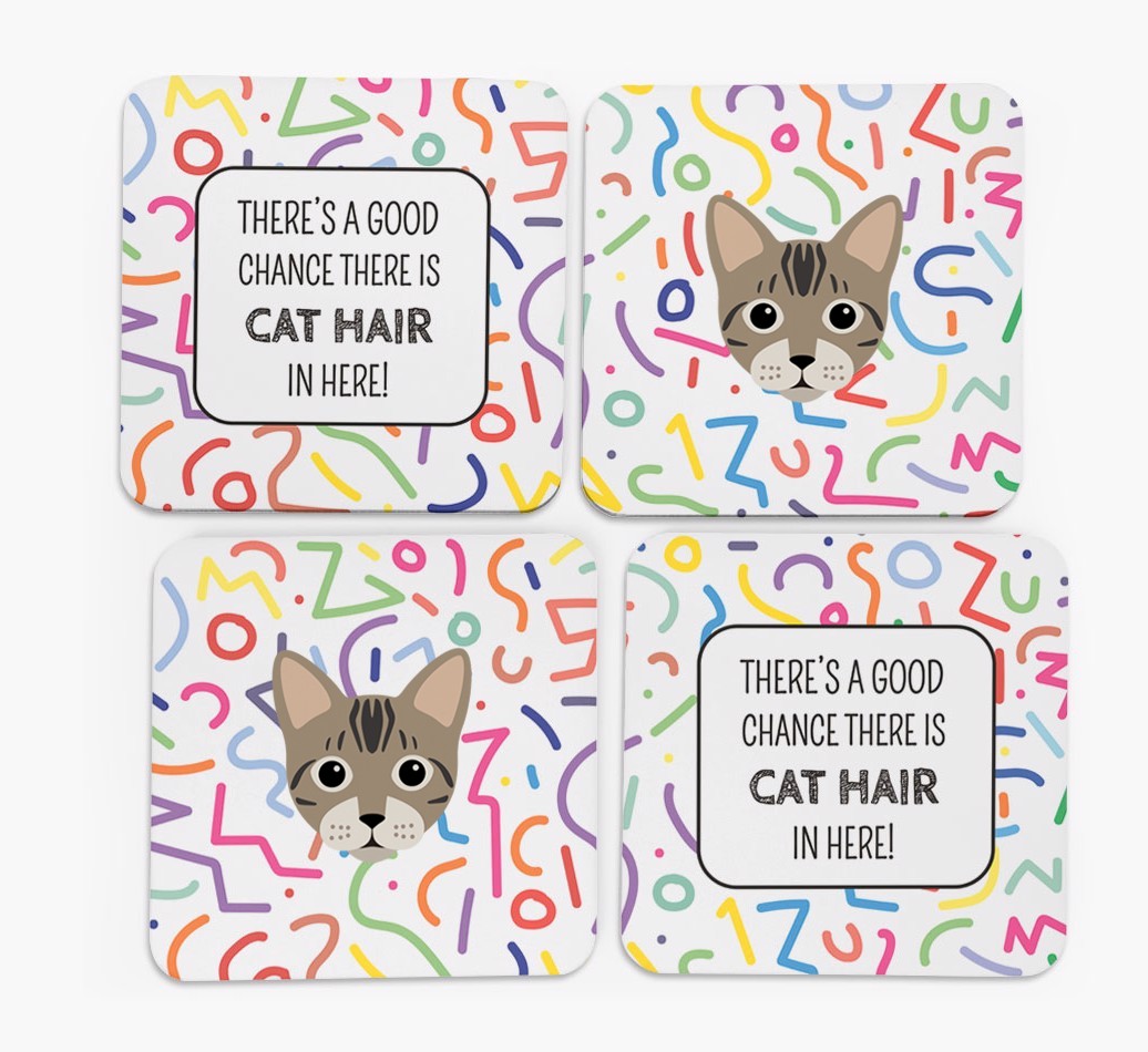 'Chance of Cat Hair' - Personalised {breedFullName} Coasters (Set of 4)