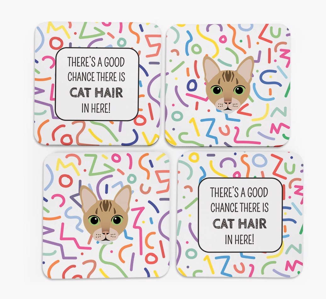 'Chance of Cat Hair' - Personalised {breedFullName} Coasters (Set of 4)