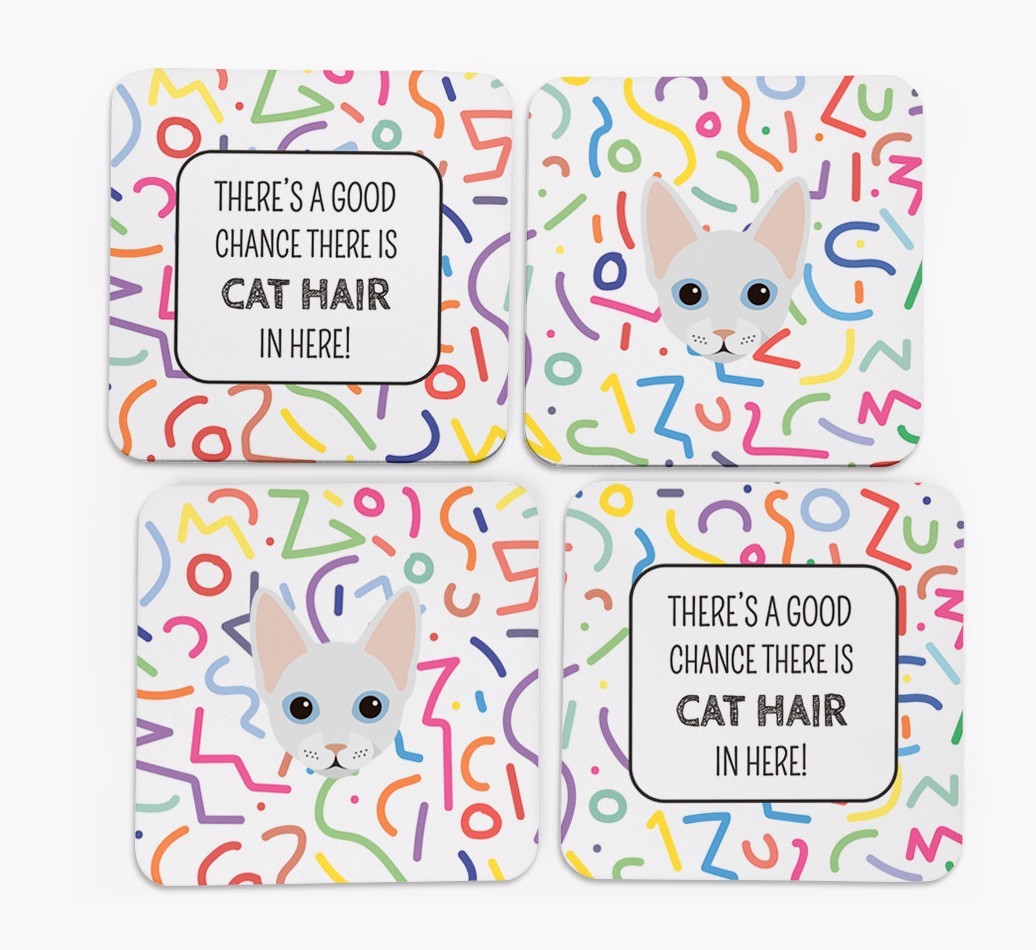 'Chance of Cat Hair' - Personalised {breedFullName} Coasters (Set of 4)