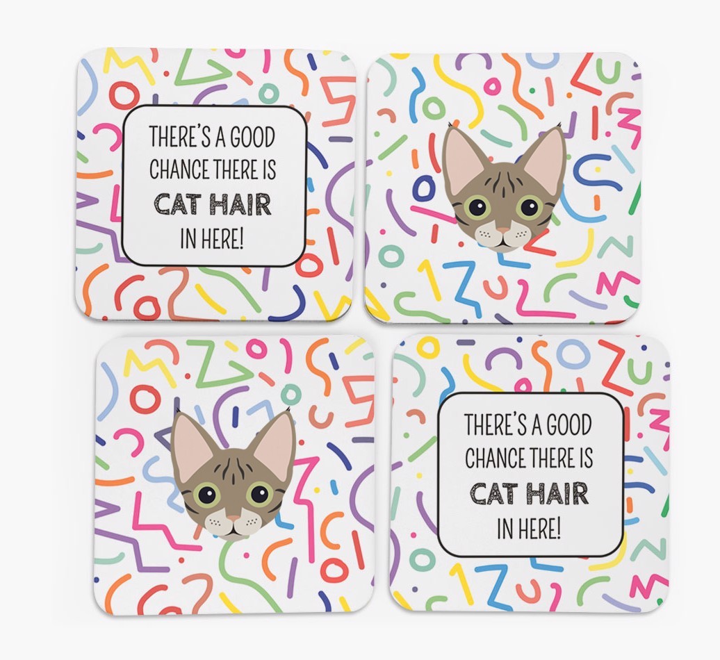 'Chance of Cat Hair' - Personalised {breedFullName} Coasters (Set of 4)