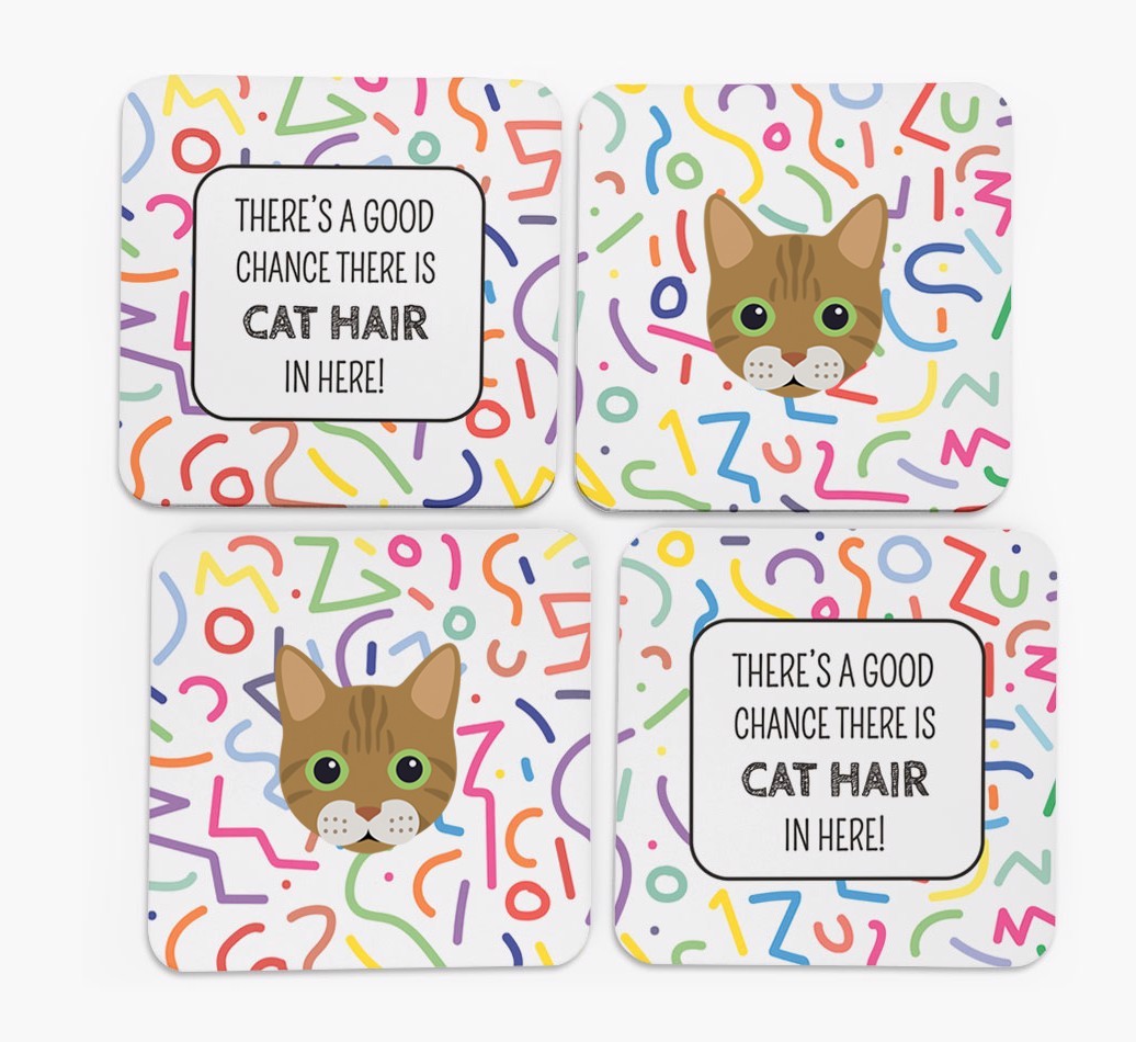 'Chance of Cat Hair' - Personalised {breedFullName} Coasters (Set of 4)