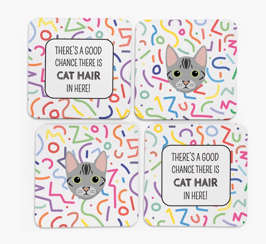 'Chance of Cat Hair' - Personalised {breedFullName} Coasters (Set of 4)
