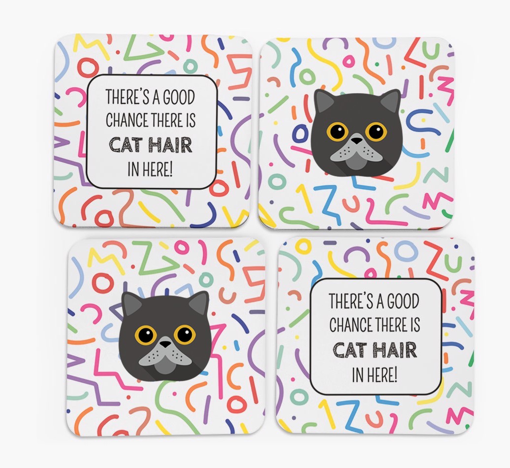 'Chance of Cat Hair' - Personalised {breedFullName} Coasters (Set of 4)