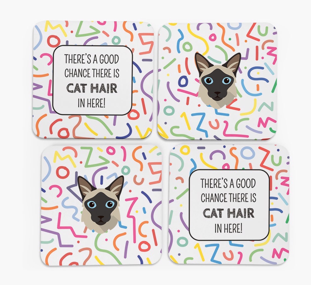 'Chance of Cat Hair' - Personalised {breedFullName} Coasters (Set of 4)
