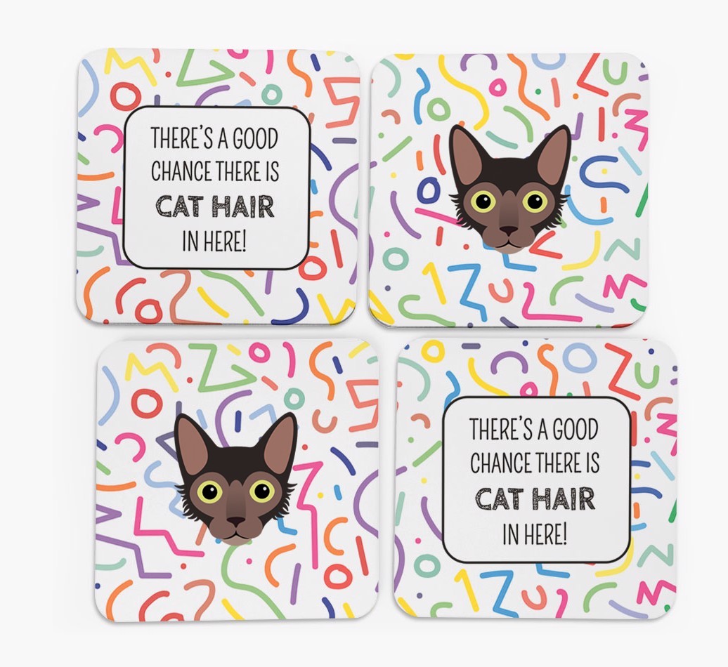 'Chance of Cat Hair' - Personalised {breedFullName} Coasters (Set of 4)