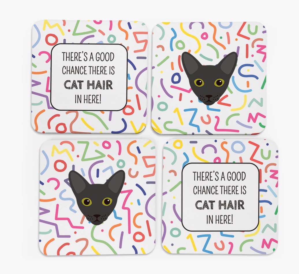'Chance of Cat Hair' - Personalised {breedFullName} Coasters (Set of 4)