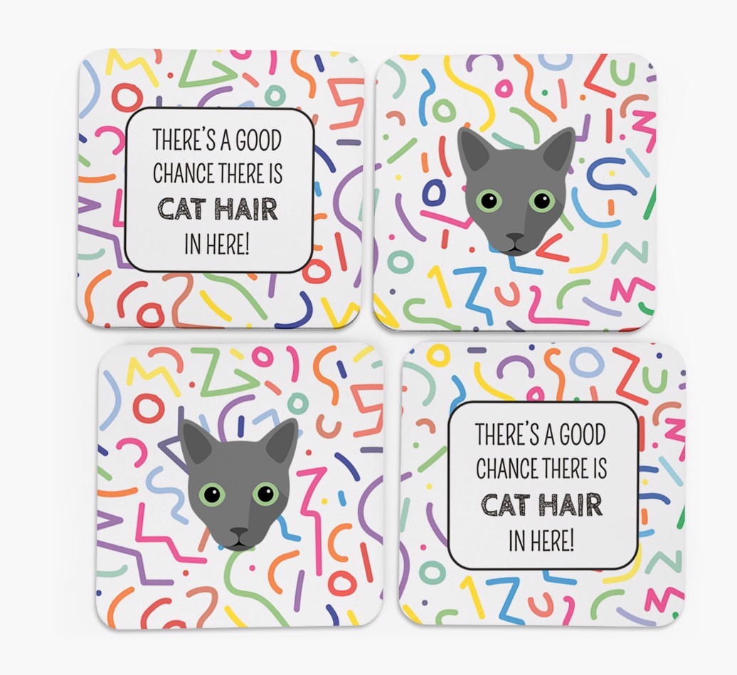 'Chance of Cat Hair' - Personalised {breedFullName} Coasters (Set of 4)