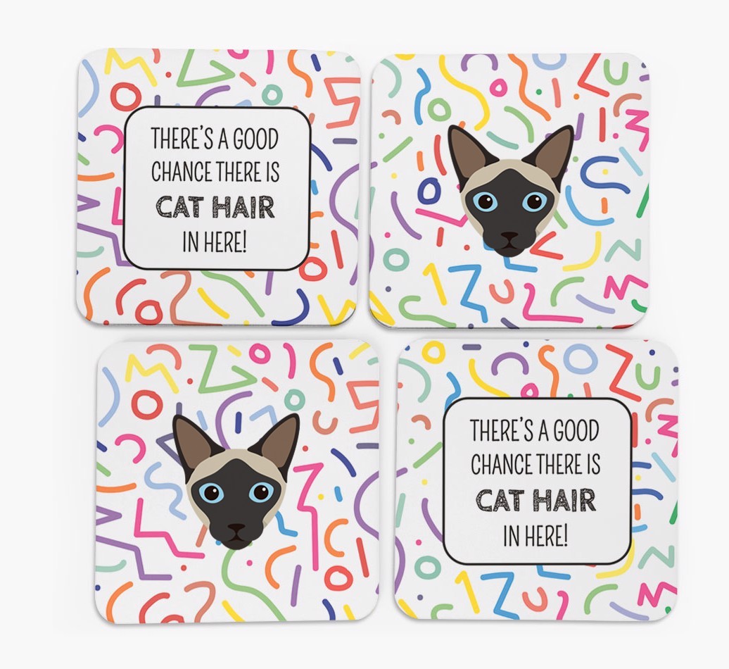 'Chance of Cat Hair' - Personalised {breedFullName} Coasters (Set of 4)