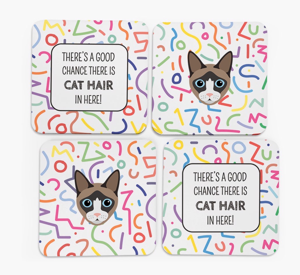 'Chance of Cat Hair' - Personalised {breedFullName} Coasters (Set of 4)
