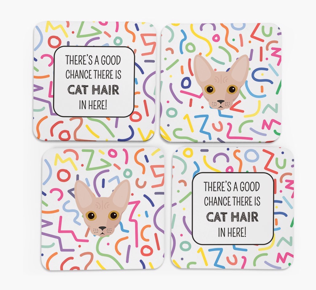 'Chance of Cat Hair' - Personalised {breedFullName} Coasters (Set of 4)