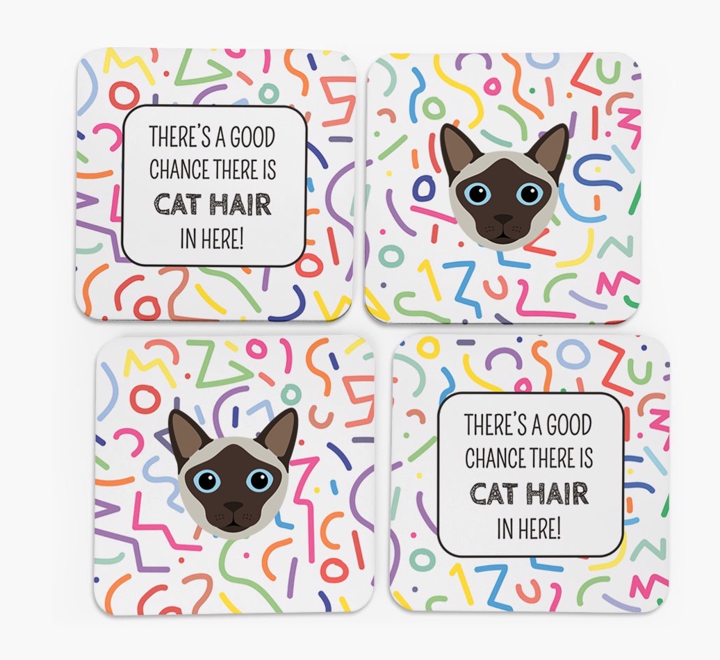 'Chance of Cat Hair' - Personalised {breedFullName} Coasters (Set of 4)