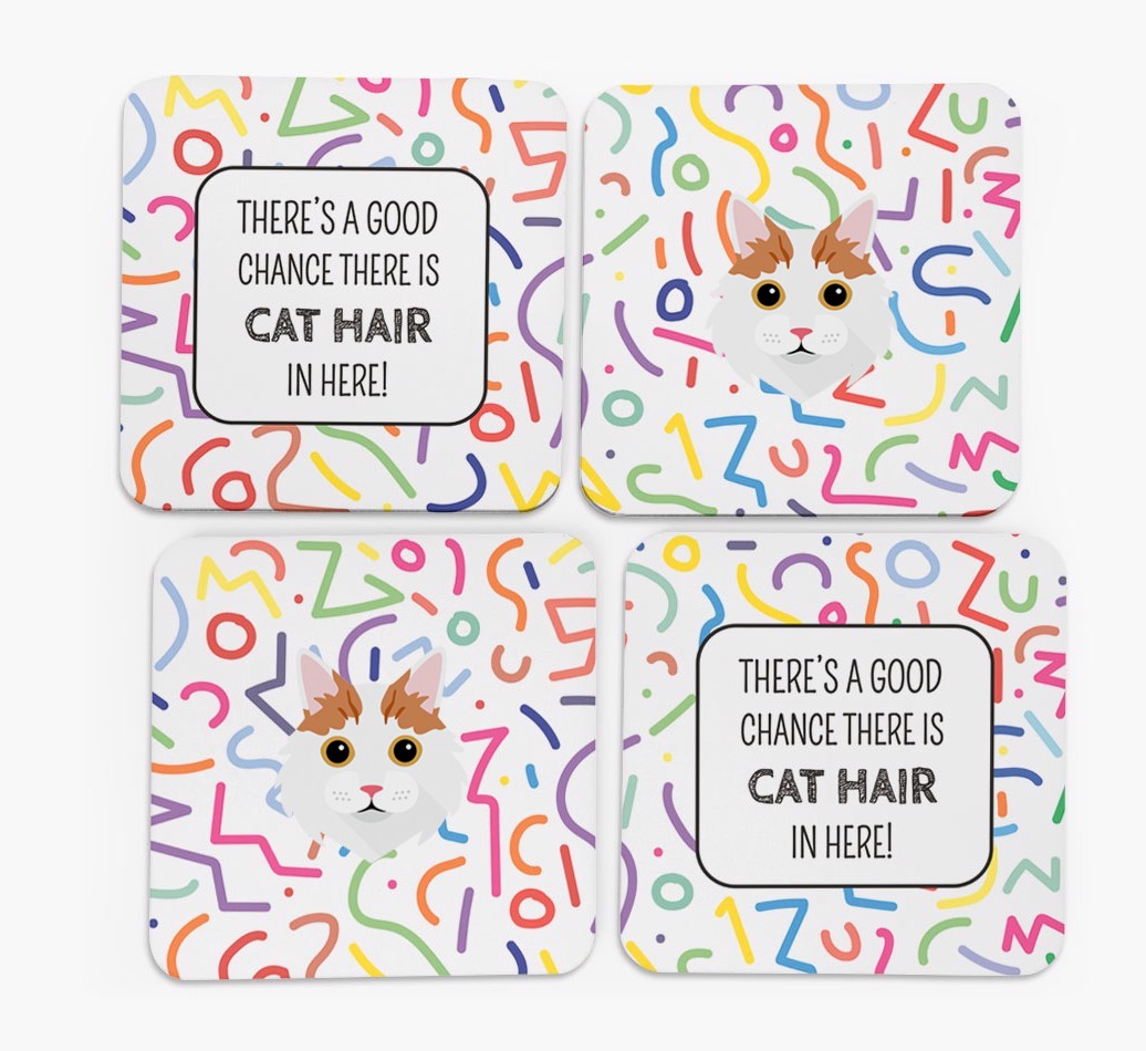 'Chance of Cat Hair' - Personalised {breedFullName} Coasters (Set of 4)