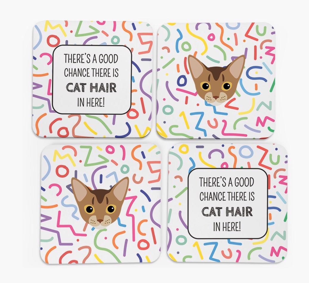'Chance of Cat Hair' - Personalized {breedFullName} Coasters (Set of 4)