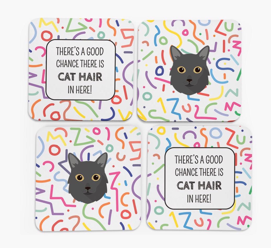 'Chance of Cat Hair' - Personalized {breedFullName} Coasters (Set of 4)
