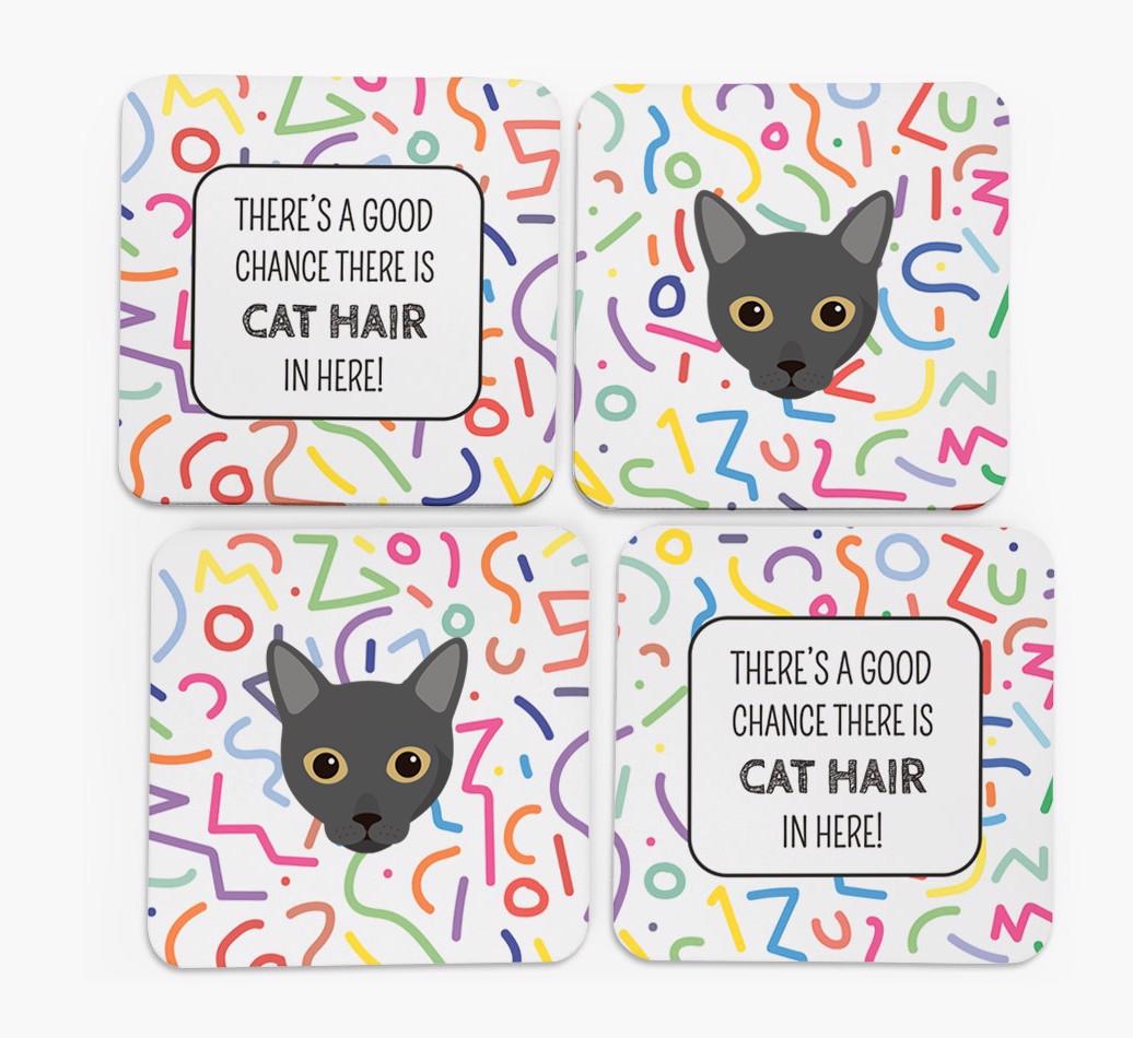 'Chance of Cat Hair' - Personalized {breedFullName} Coasters (Set of 4)