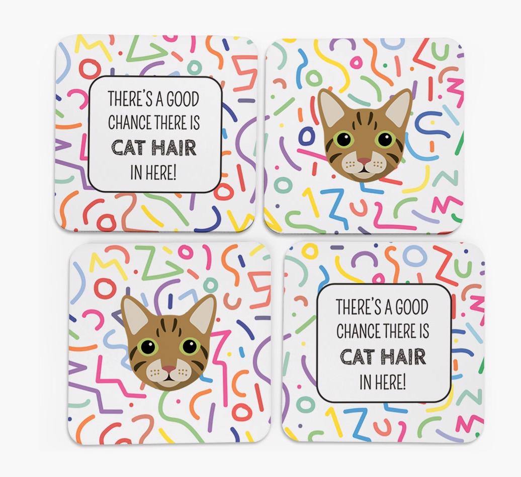 'Chance of Cat Hair' - Personalized {breedFullName} Coasters (Set of 4)