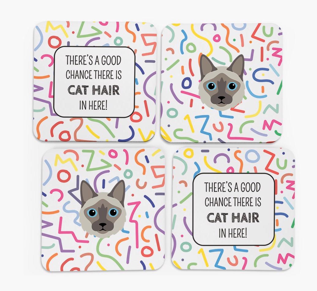 'Chance of Cat Hair' - Personalized {breedFullName} Coasters (Set of 4)