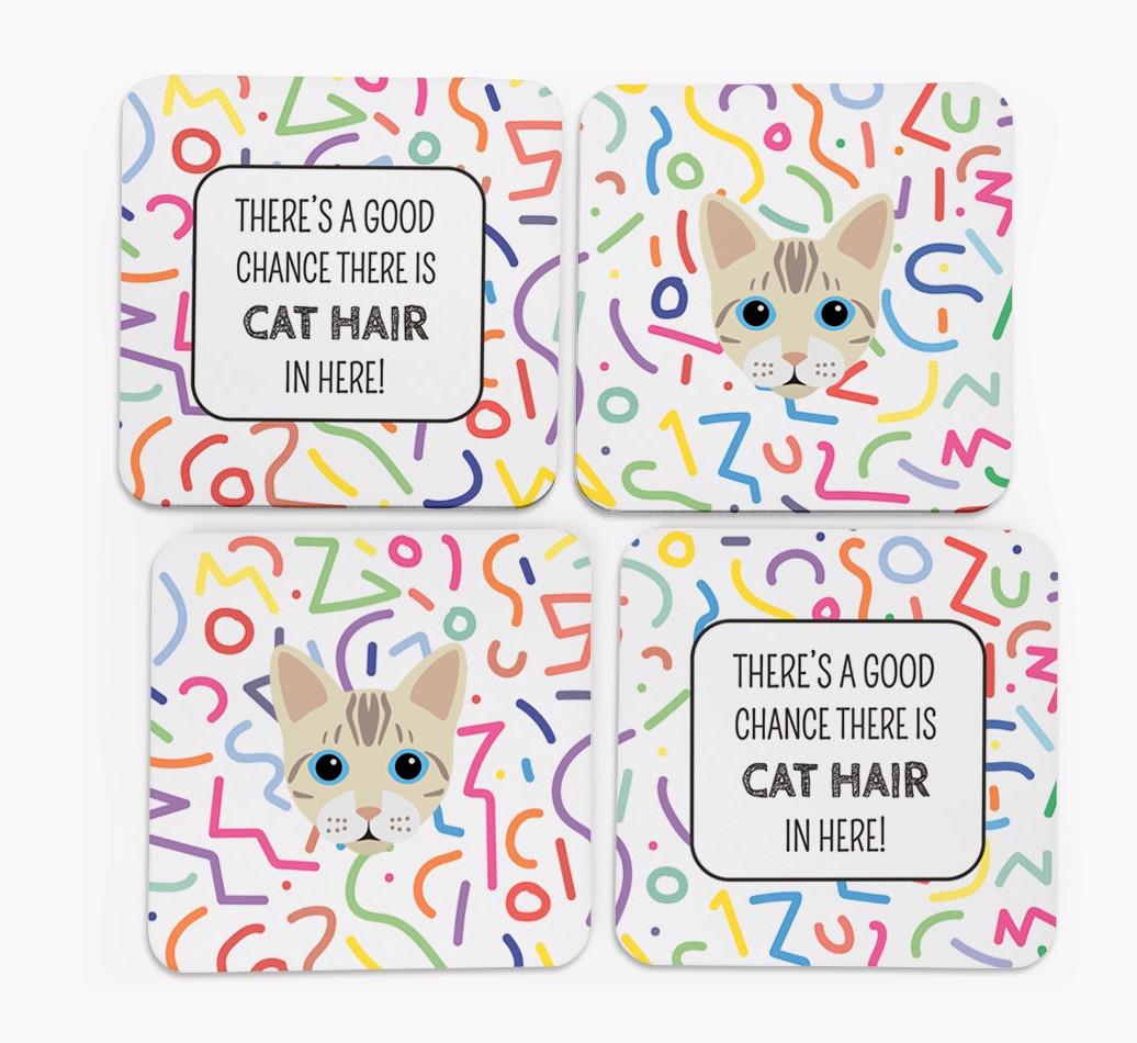 'Chance of Cat Hair' - Personalized {breedFullName} Coasters (Set of 4)