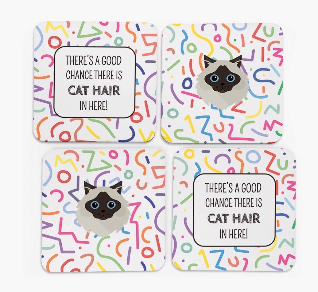 'Chance of Cat Hair' - Personalized {breedFullName} Coasters (Set of 4)