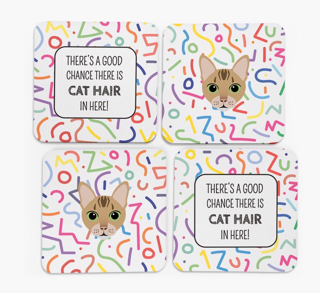 'Chance of Cat Hair' - Personalized {breedFullName} Coasters (Set of 4)
