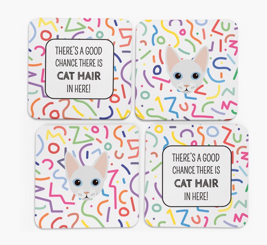 'Chance of Cat Hair' - Personalized {breedFullName} Coasters (Set of 4)