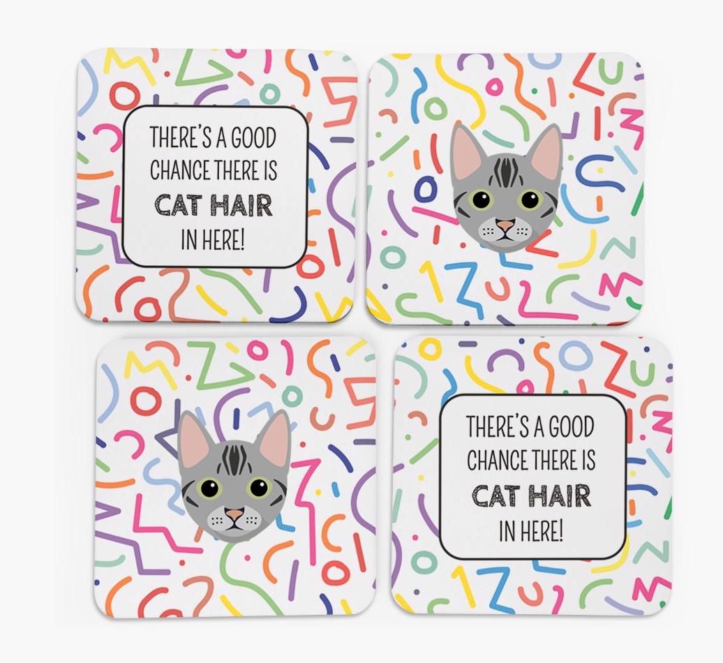 'Chance of Cat Hair' - Personalized {breedFullName} Coasters (Set of 4)